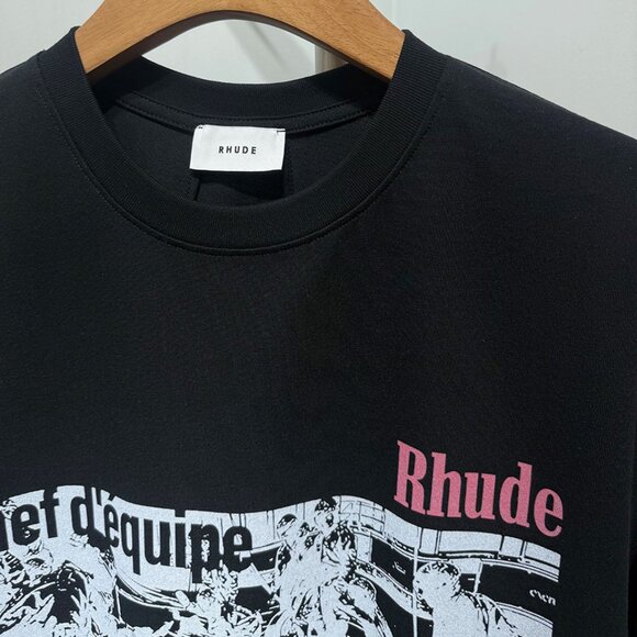 Rhude Cotton Champions du Monde Black T-Shirt - Picture 3 of 8